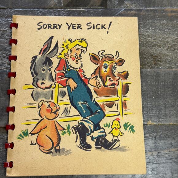 Vintage Hallmark Rufftex Card 40's "Sorry Yer Sick" Get Well Soon Card - Picture 1 of 9